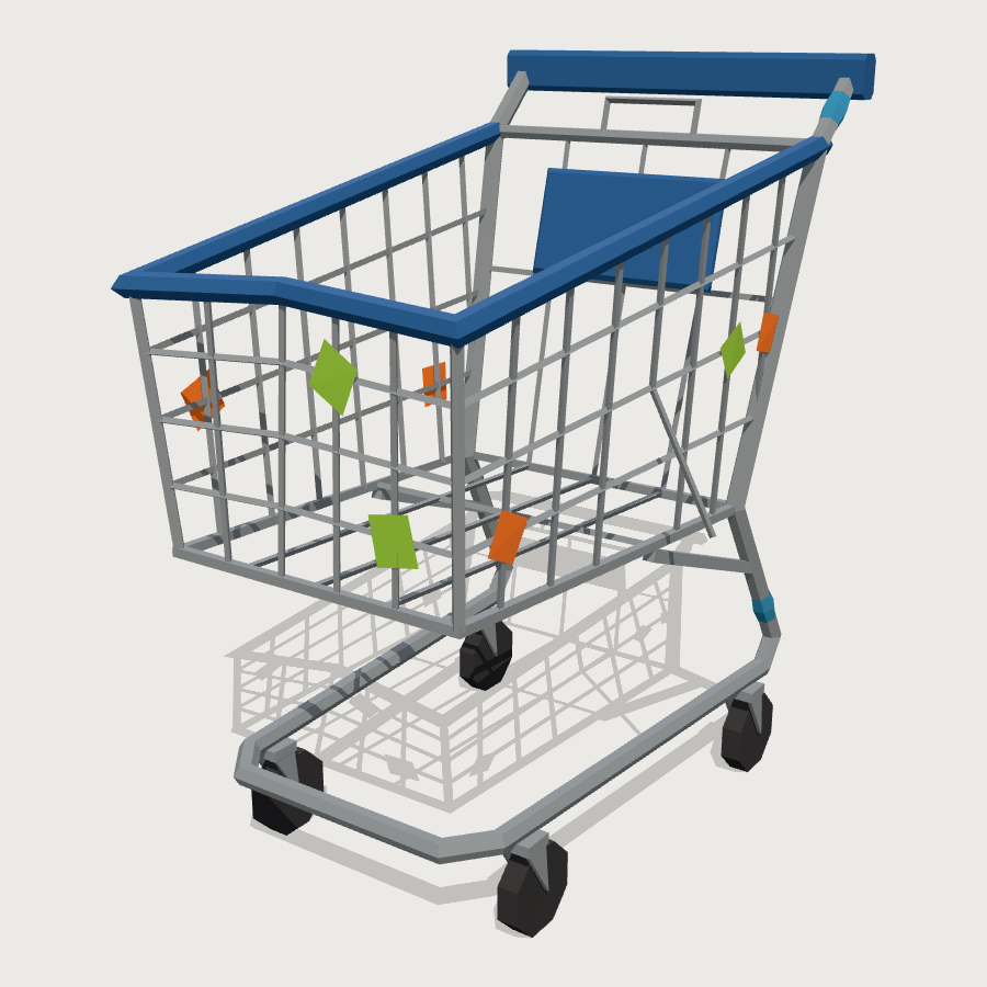 Abandoned Shopping Trolley low-poly 3D model