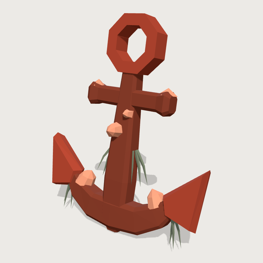 Admiralty Anchor low-poly 3D model