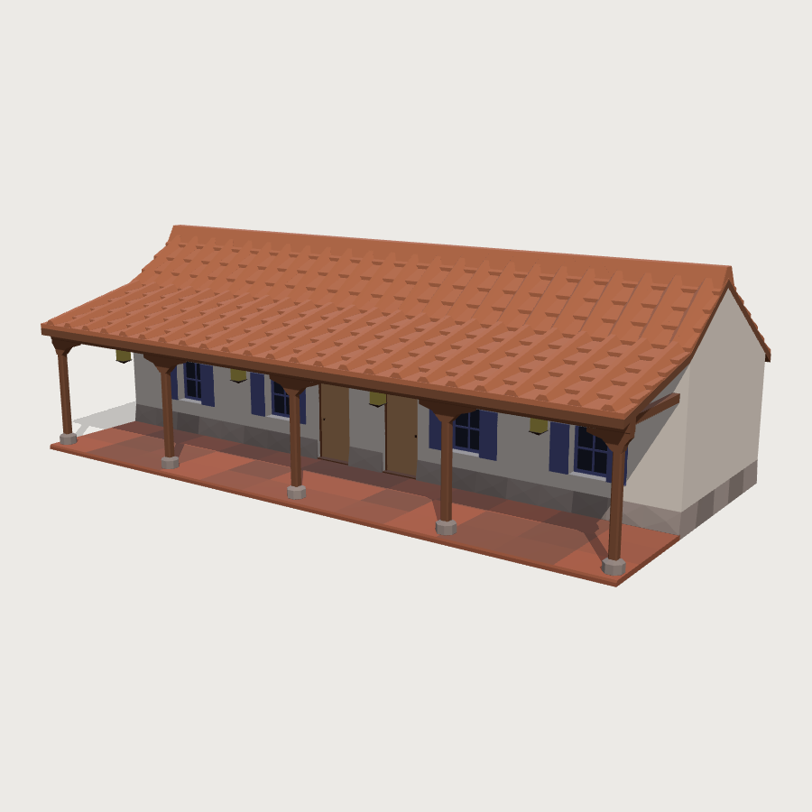 Adobe Colonial Farmhouse low-poly 3D model