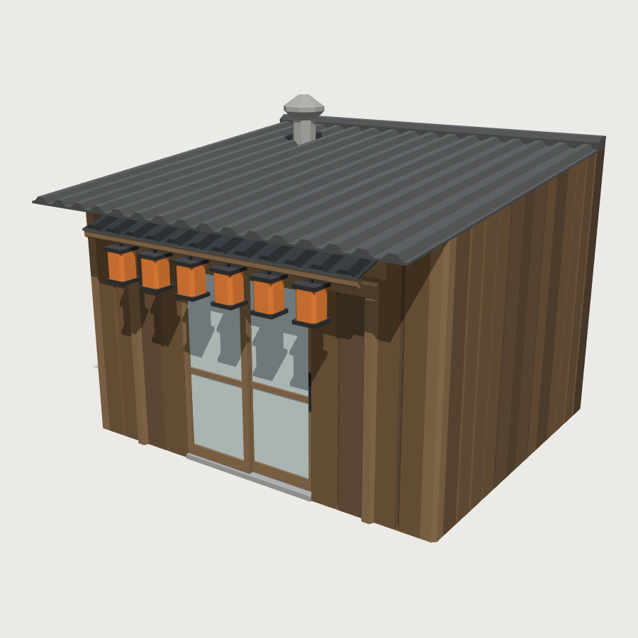 Alley Bar Hut low-poly 3D model