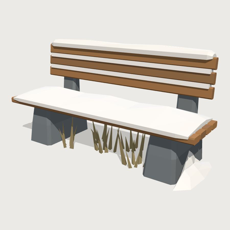 Alpine Bench low-poly 3D model