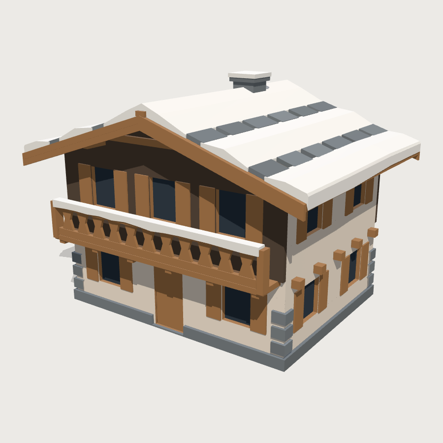 Alpine Chalet low-poly 3D model