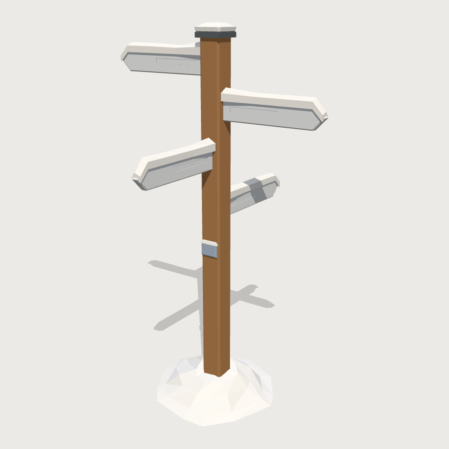 Alpine Fingerpost low-poly 3D model