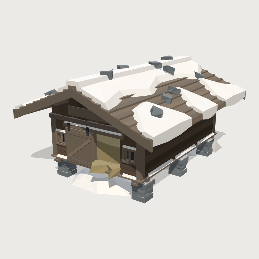 Alpine Hay Barn low-poly 3D model