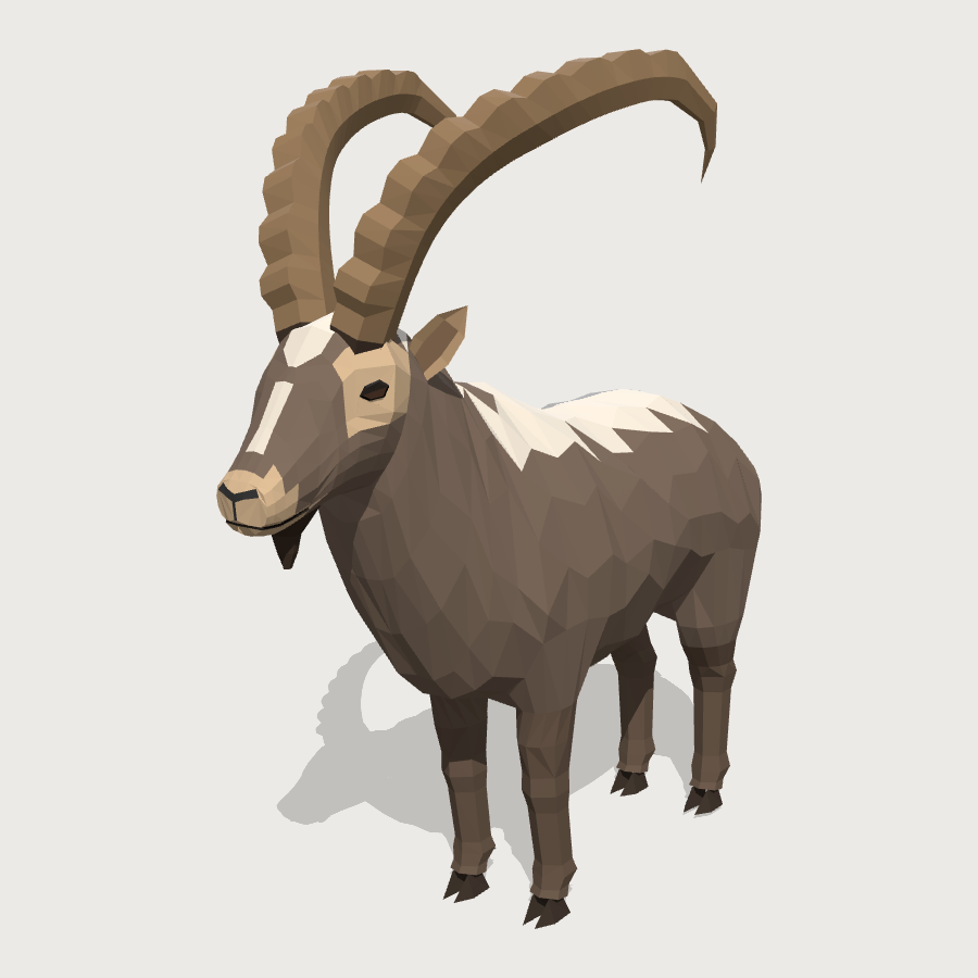 Alpine Ibex low-poly 3D model