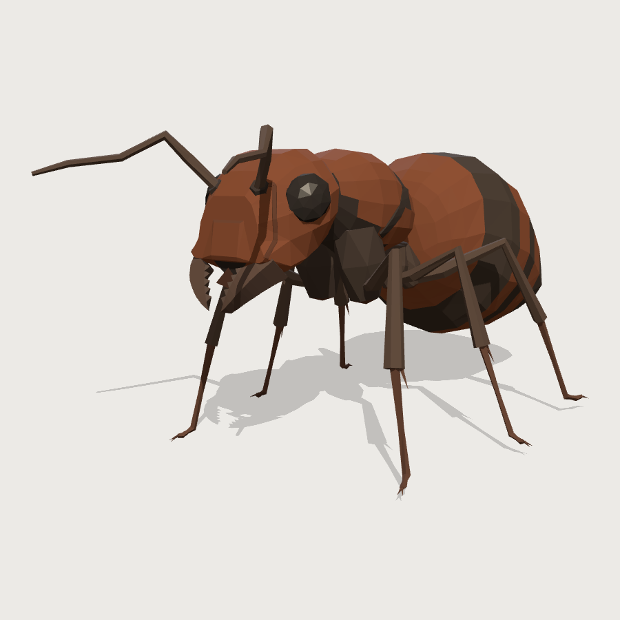 Ant queen low-poly 3D model