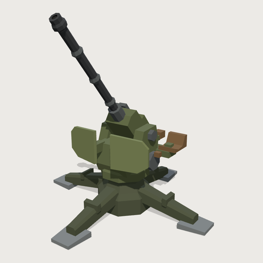 Anti-Aircraft Gun low-poly 3D model