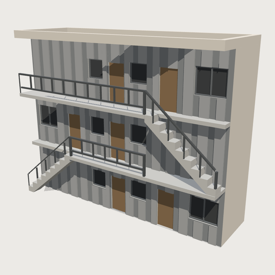 Apartment Block low-poly 3D model