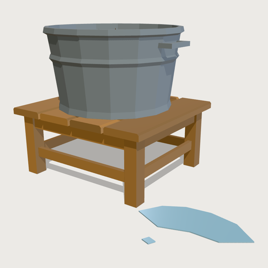 Apple Bobbing Tub low-poly 3D model