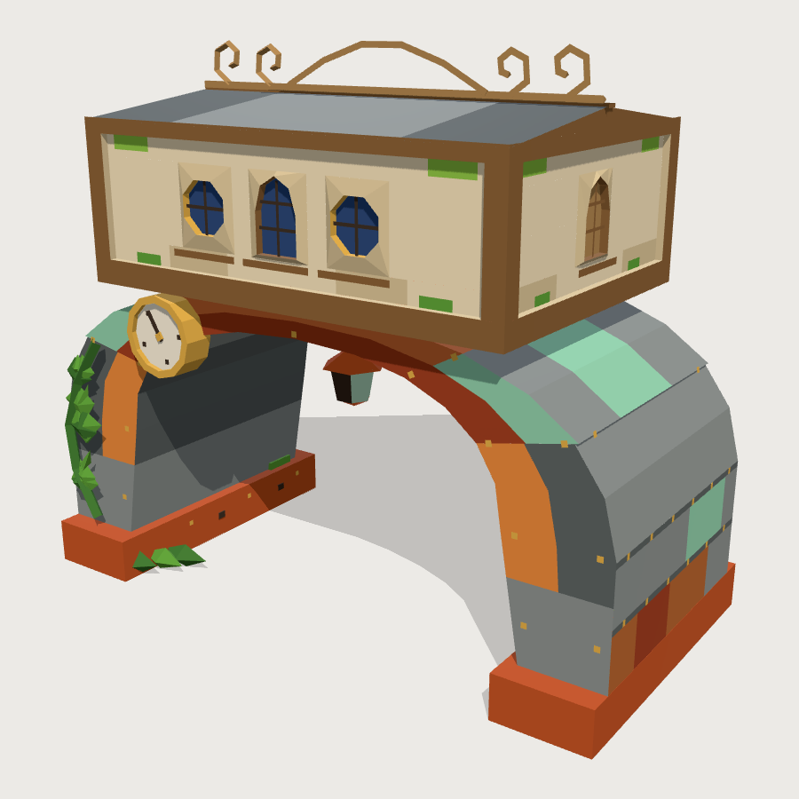 Arch gatehouse low-poly 3D model