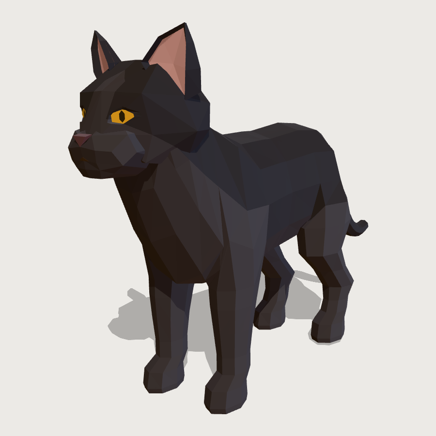 Black Cat low-poly 3D model