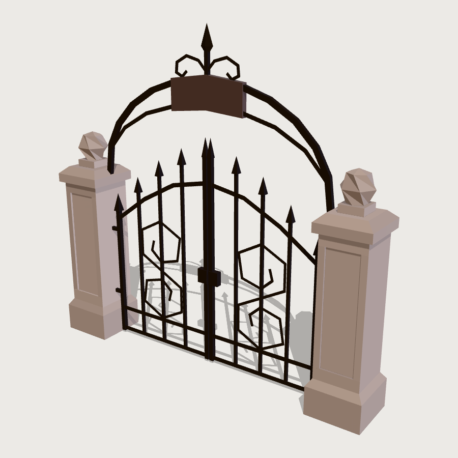 Arched Cemetery Gate low-poly 3D model