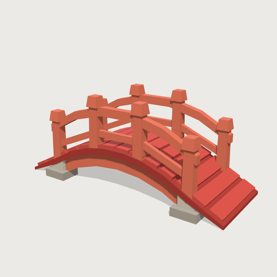 Arched Foot Bridge low-poly 3D model