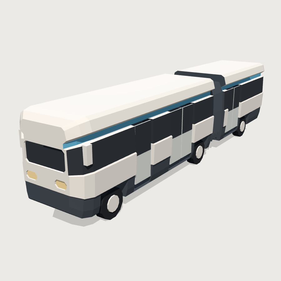 Articulated Transit Bus low-poly 3D model