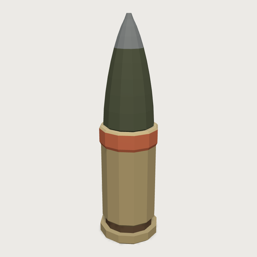 Artillery Shell low-poly 3D model