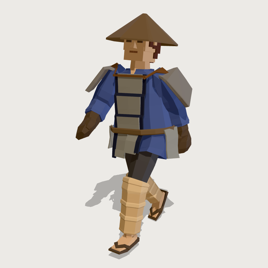 Ashigaru Foot Soldier low-poly 3D model