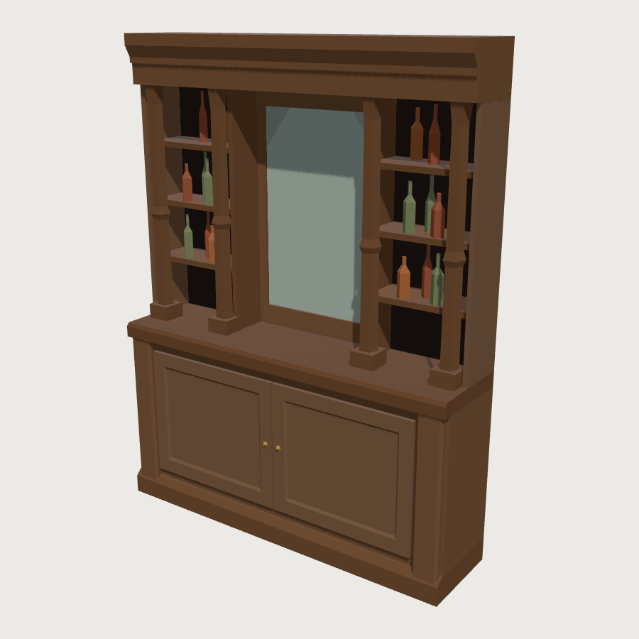 Back-Bar Shelf and Mirror low-poly 3D model