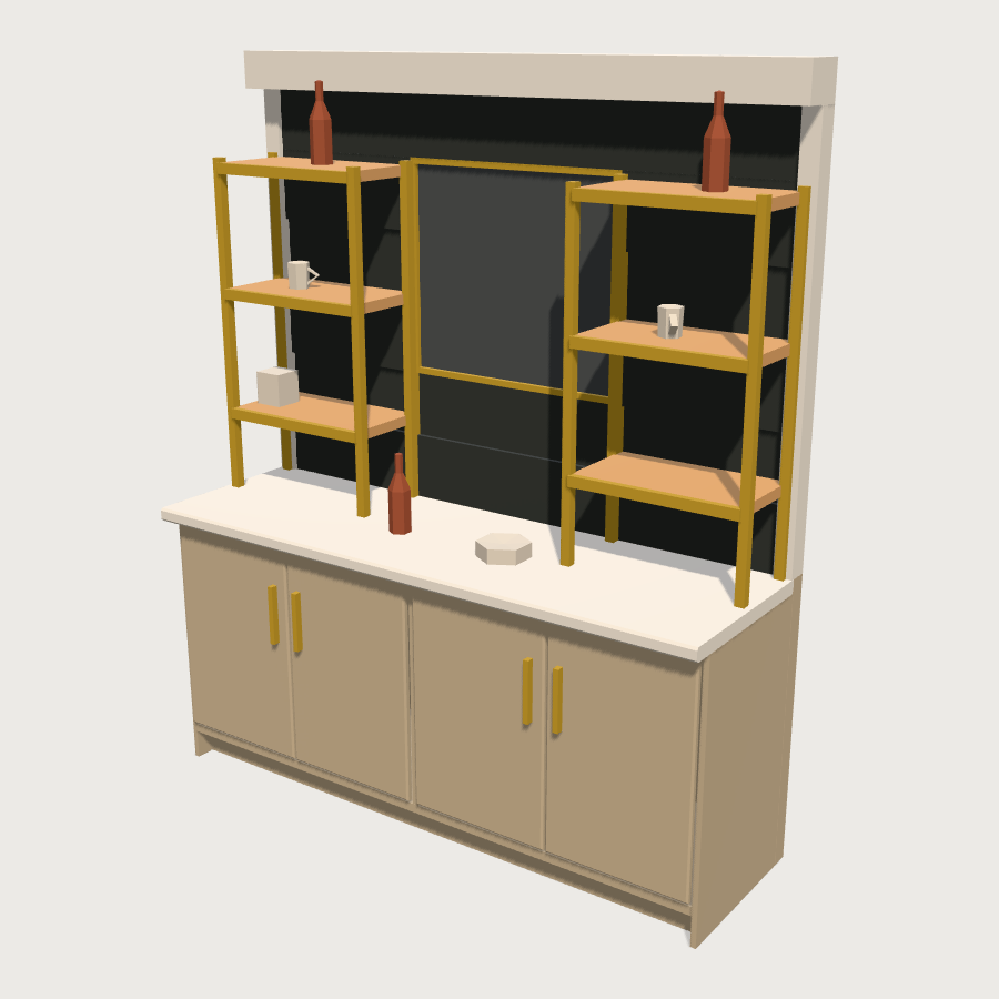 Back Bar Shelf Unit low-poly 3D model