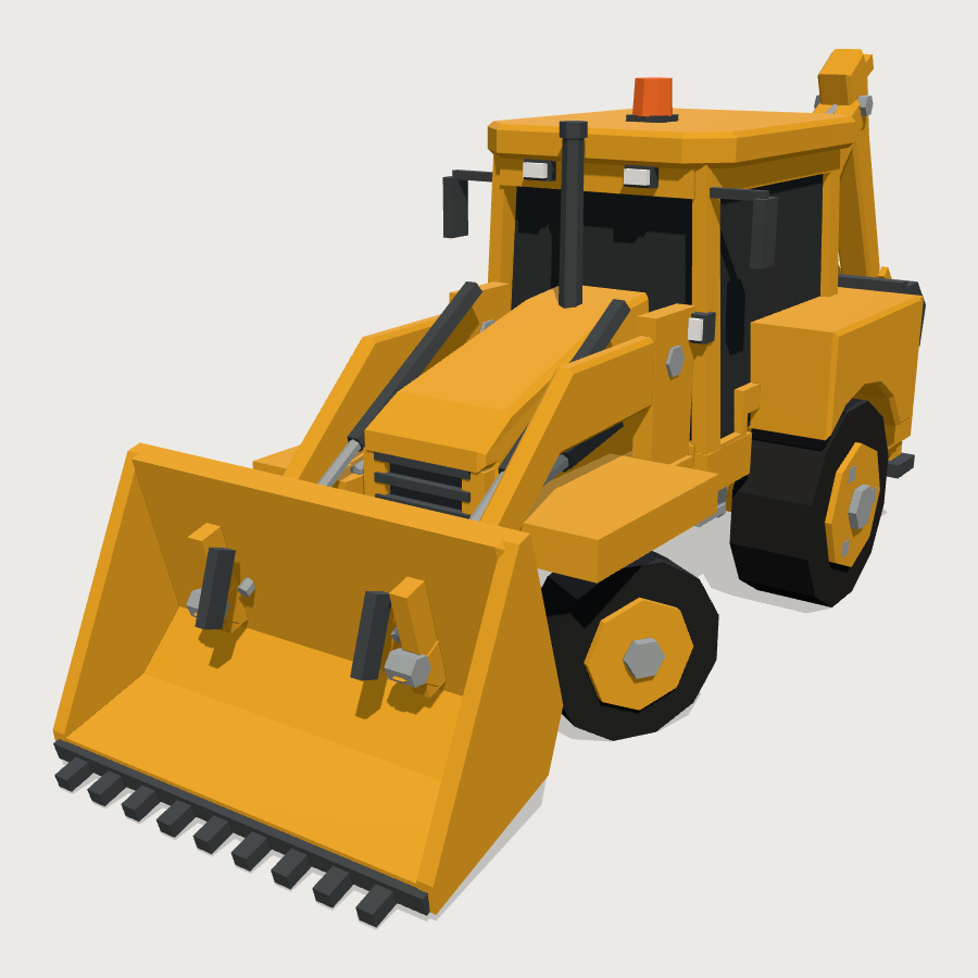 Backhoe Loader low-poly 3D model
