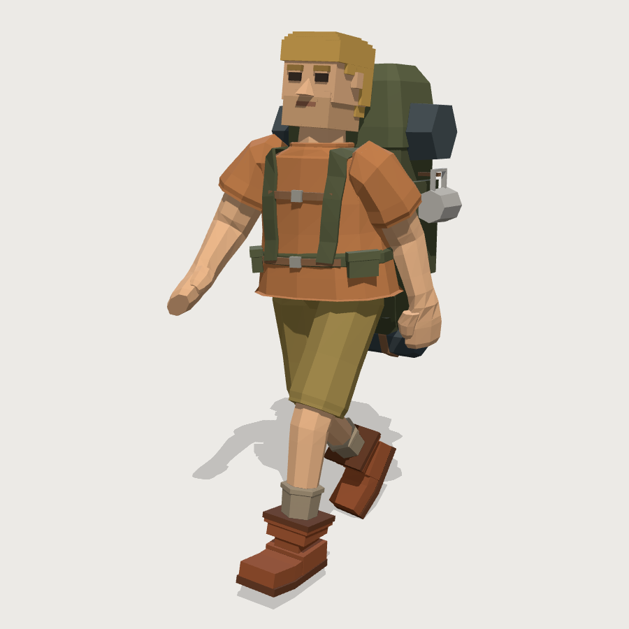 Backpacker low-poly 3D model