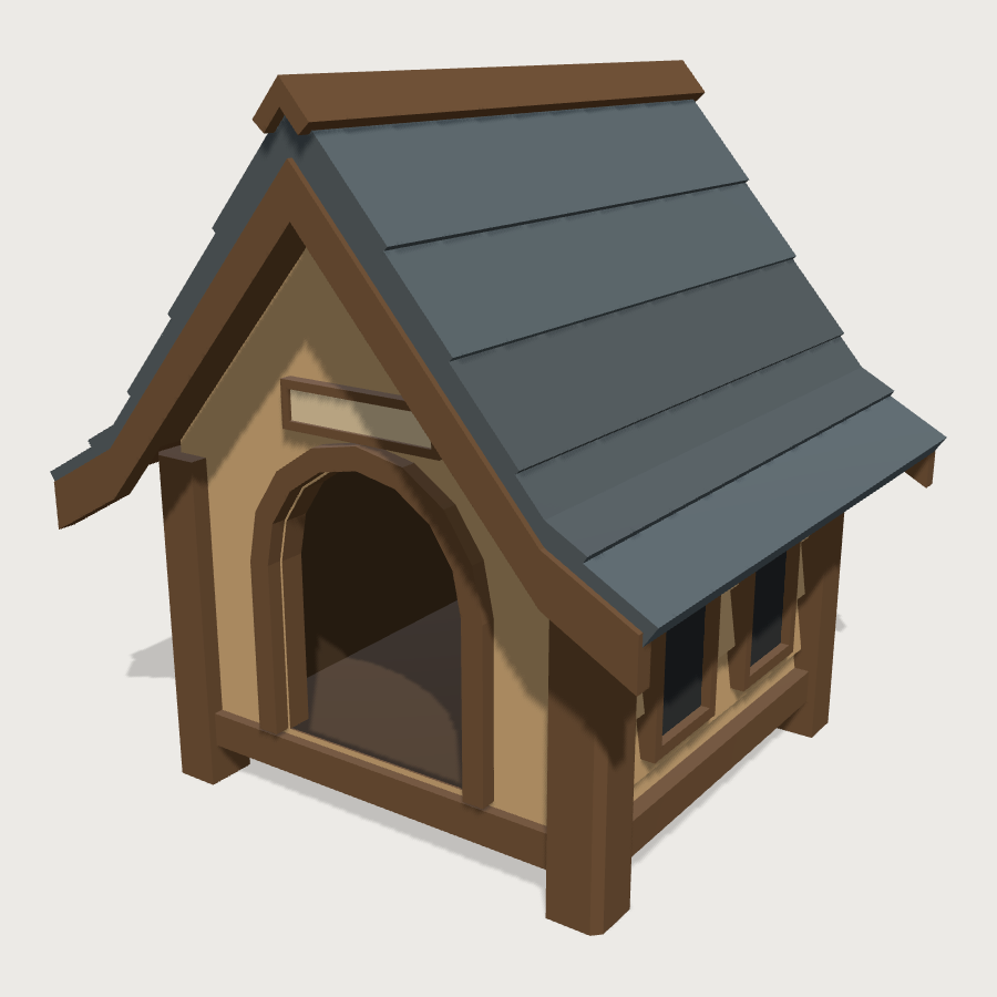Backyard Doghouse low-poly 3D model
