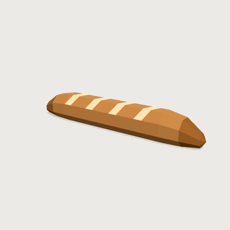Baguette low-poly 3D model