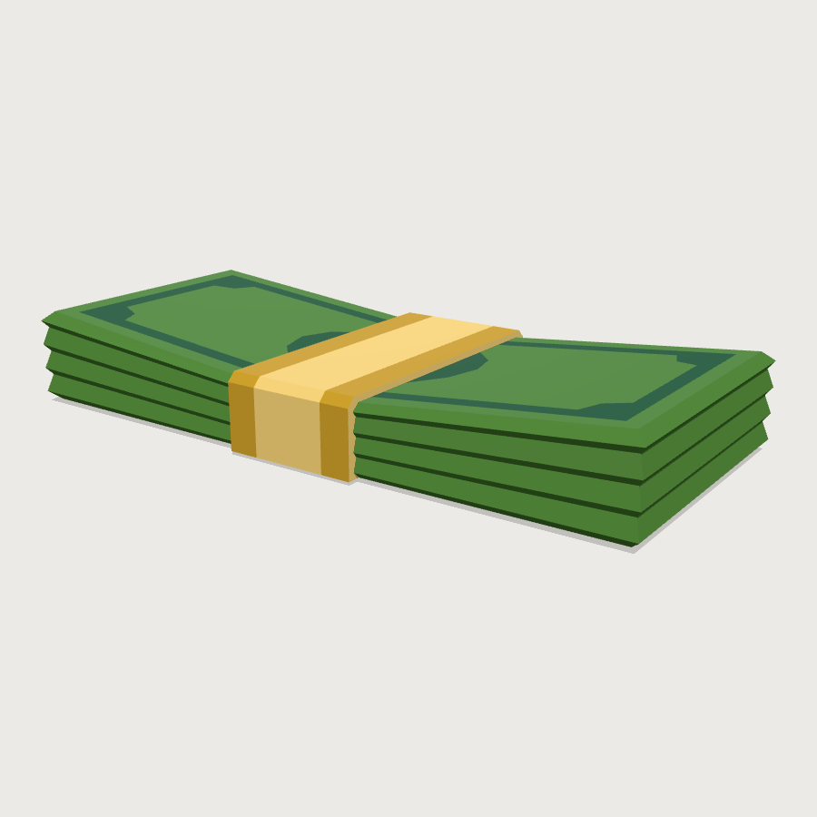 Banded Cash Bundle low-poly 3D model