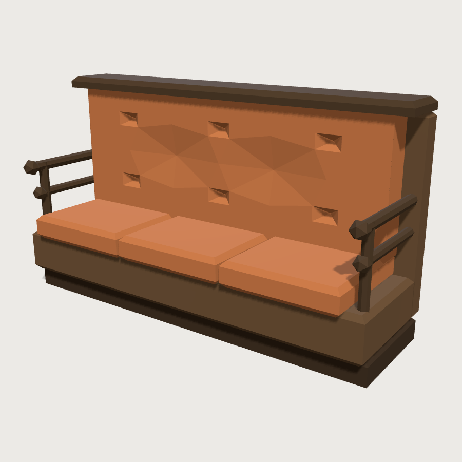 Banquette Bench Run low-poly 3D model