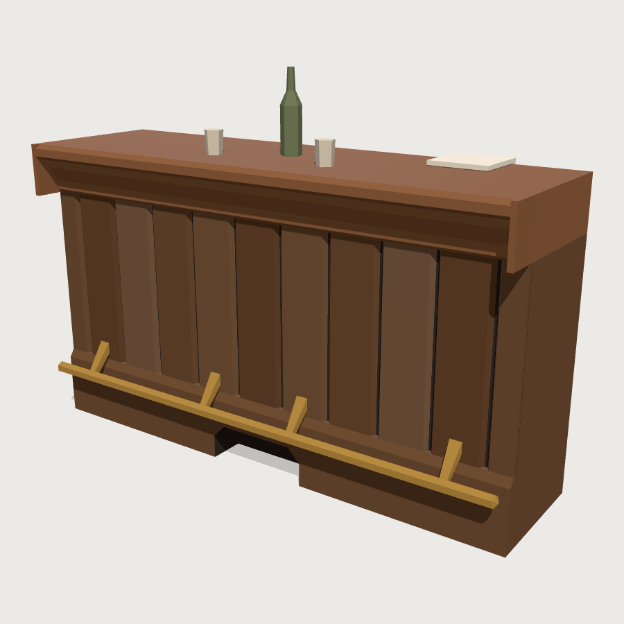 Bar Counter Run low-poly 3D model