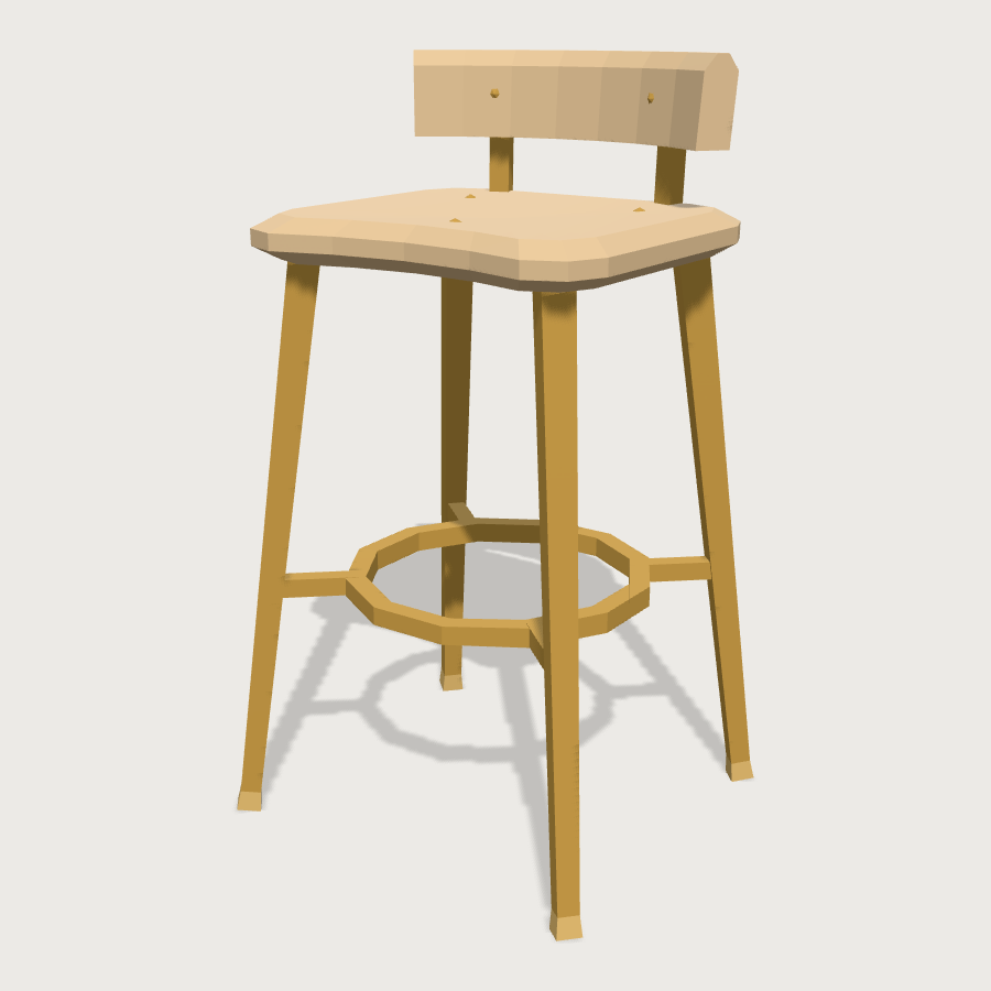 Bar Stool low-poly 3D model
