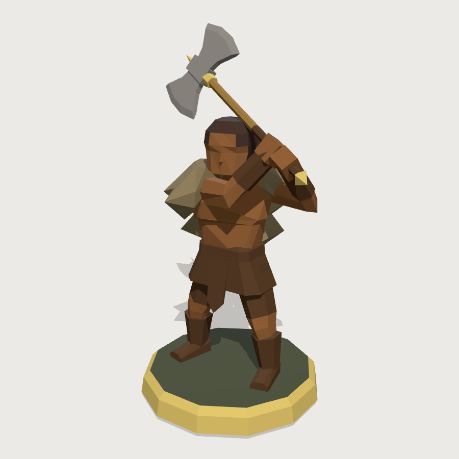 Barbarian Miniature low-poly 3D model