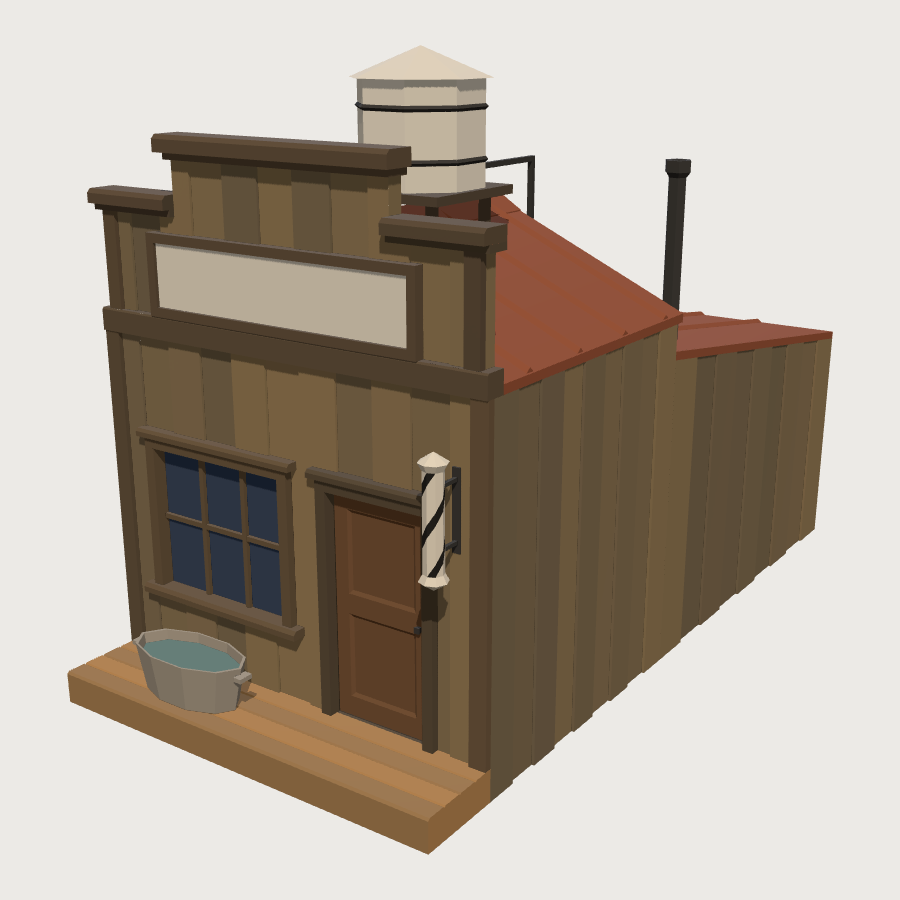 Barber and Bath House low-poly 3D model