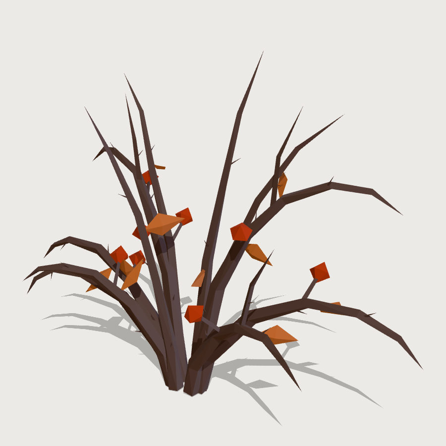 Bare Thorn Bush low-poly 3D model