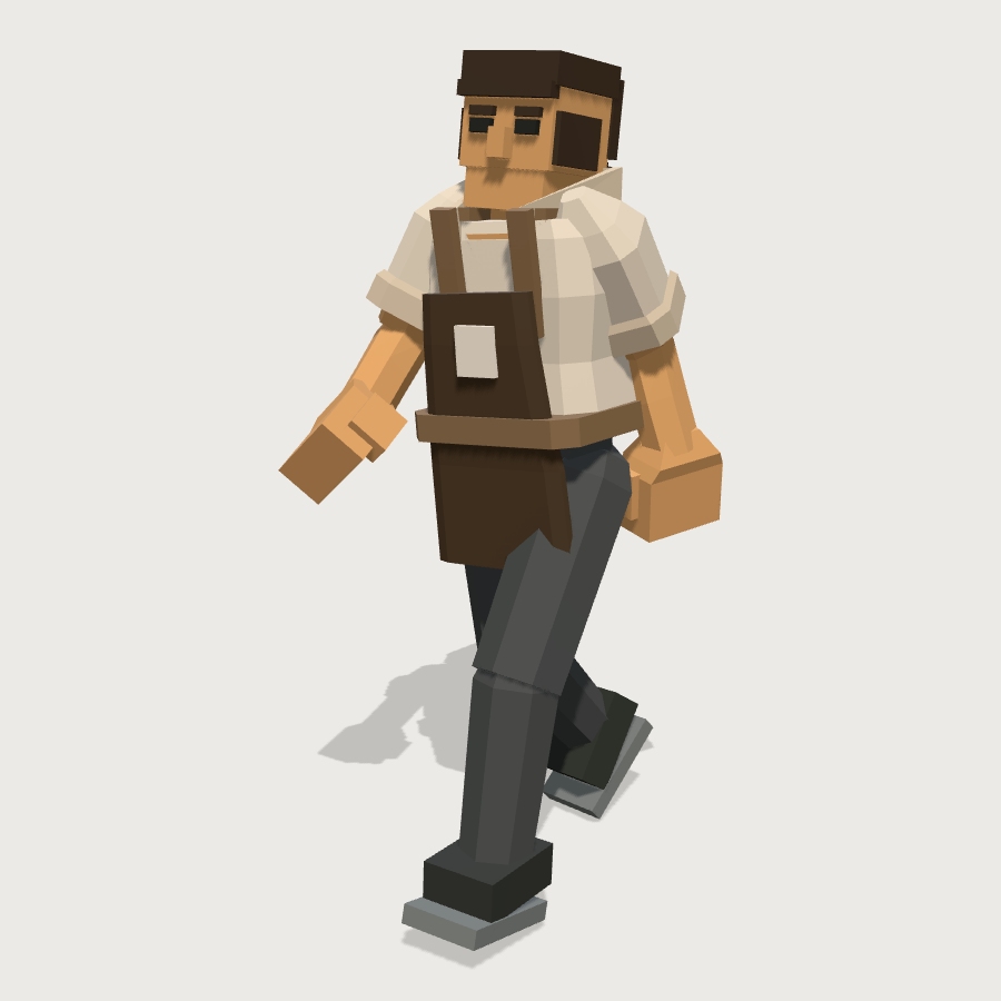 Barista low-poly 3D model
