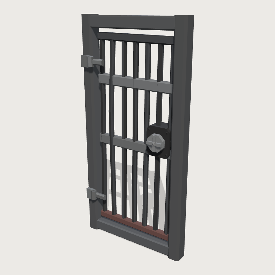 Barred Cell Door low-poly 3D model
