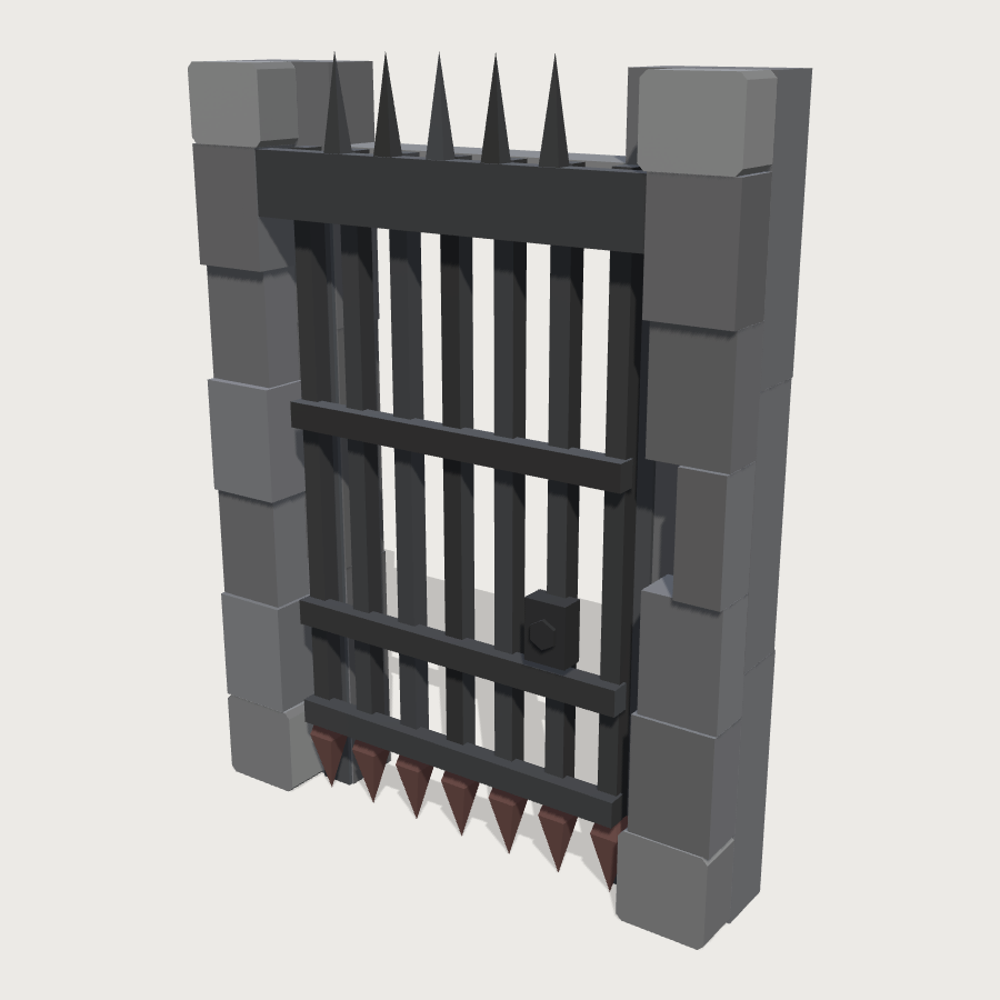Barred Portcullis low-poly 3D model