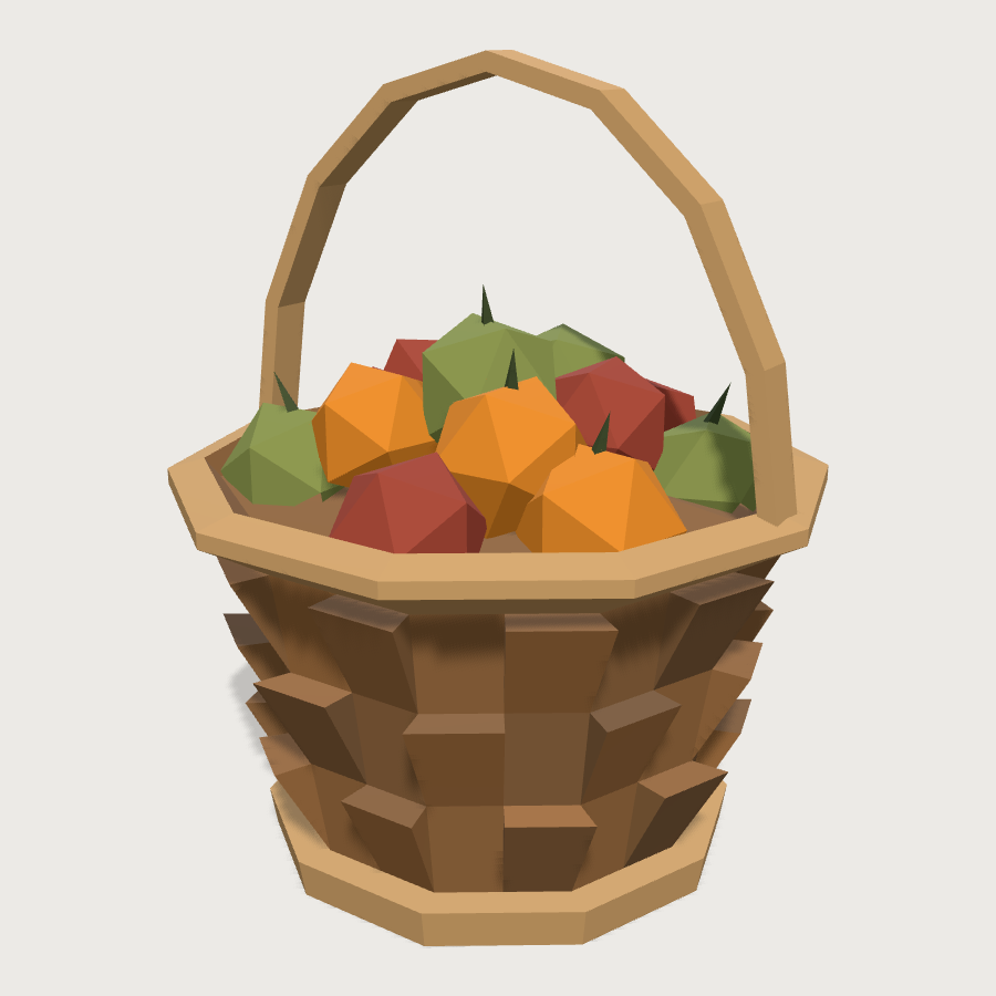 Basket of Produce low-poly 3D model