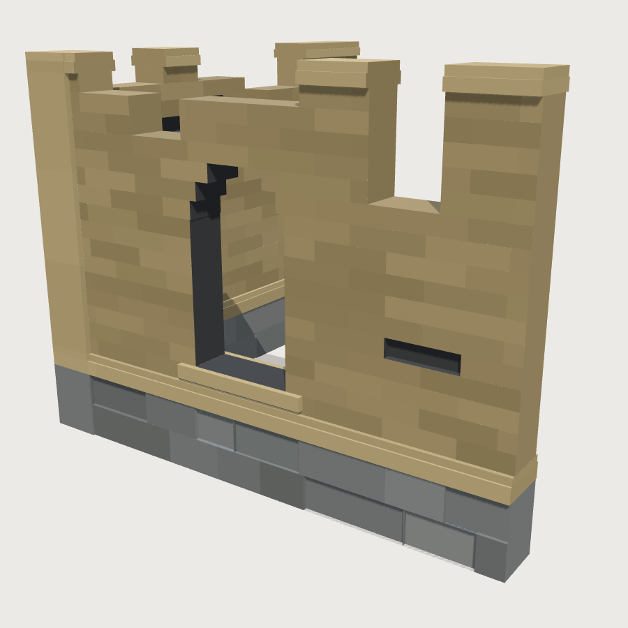 Battle-Damaged Wall Module low-poly 3D model