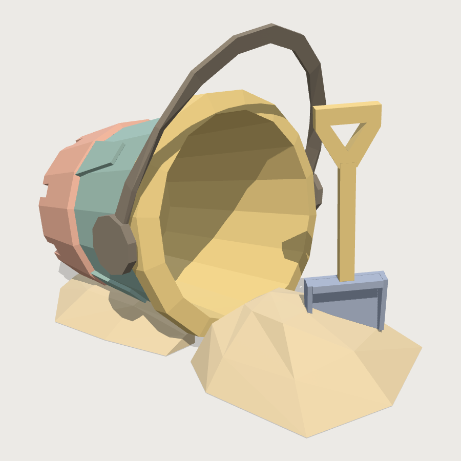Beach Bucket low-poly 3D model
