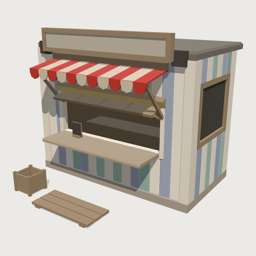 Beach Cafe Kiosk low-poly 3D model