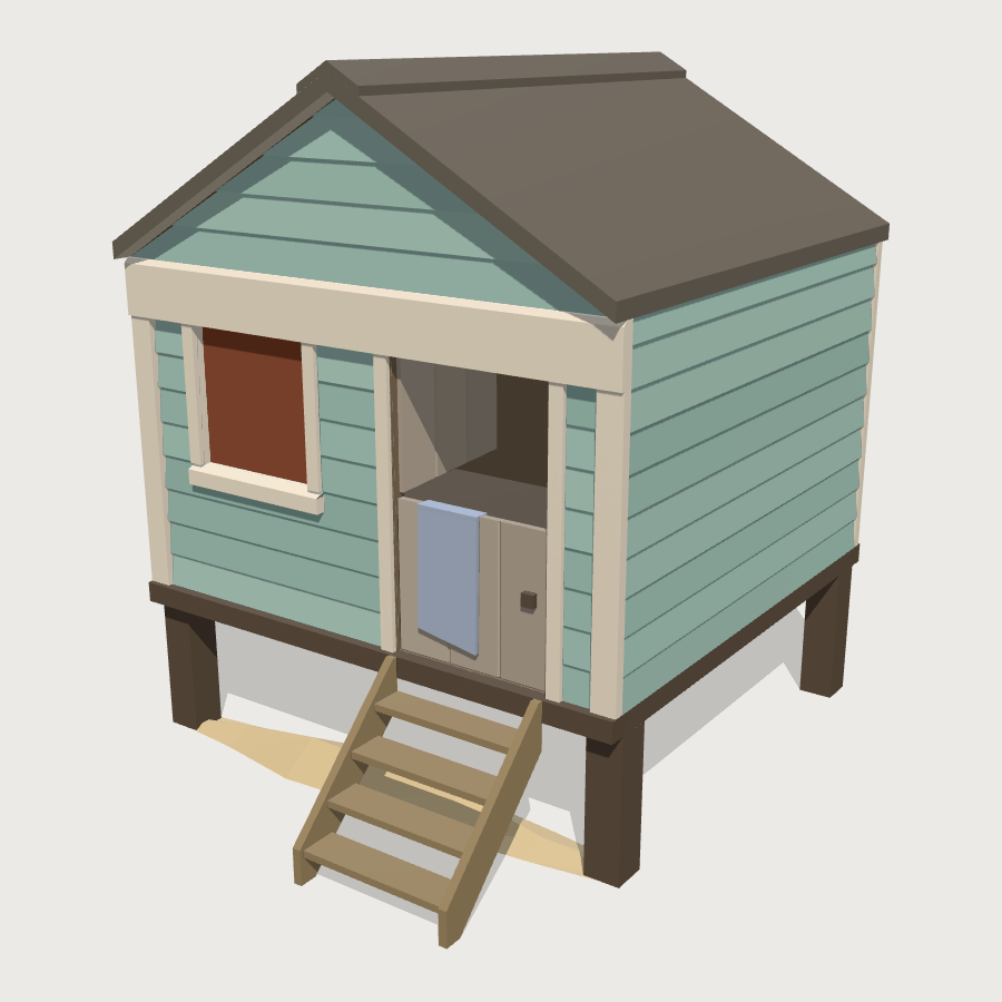 Beach Hut low-poly 3D model