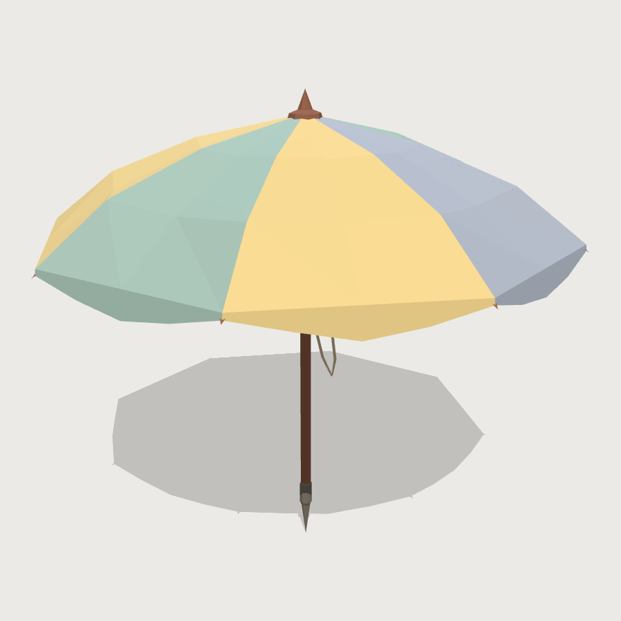 Beach Parasol low-poly 3D model