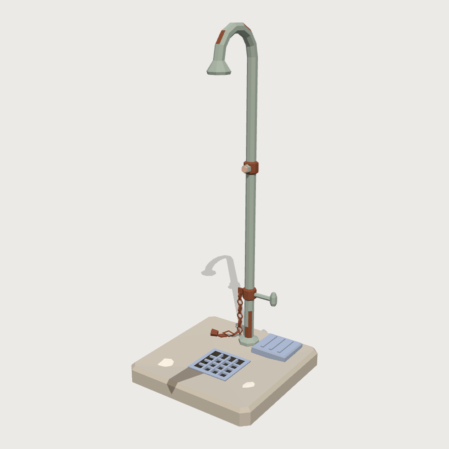 Beach Shower Post low-poly 3D model