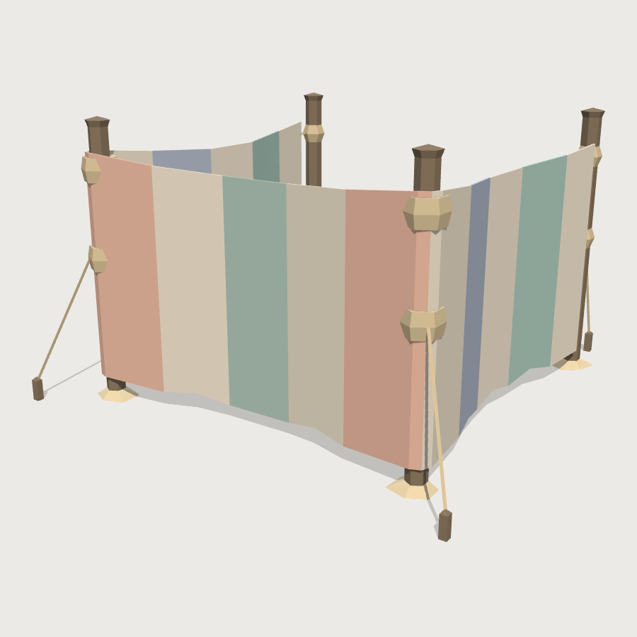 Beach Windbreak low-poly 3D model
