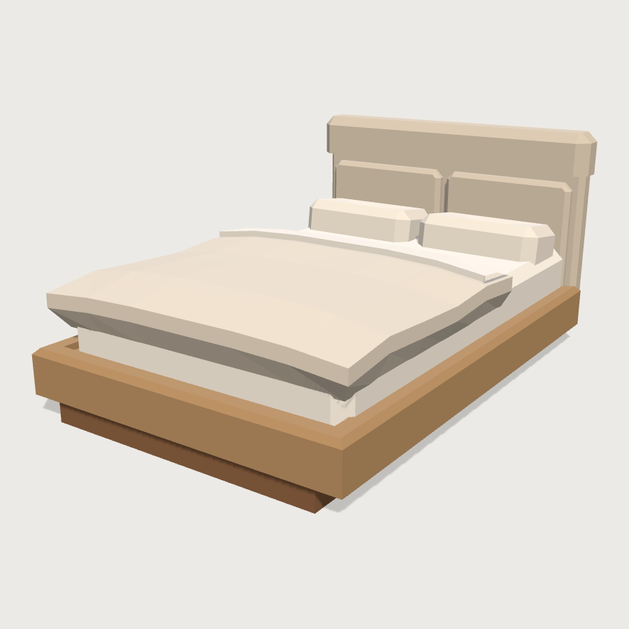 Bed low-poly 3D model