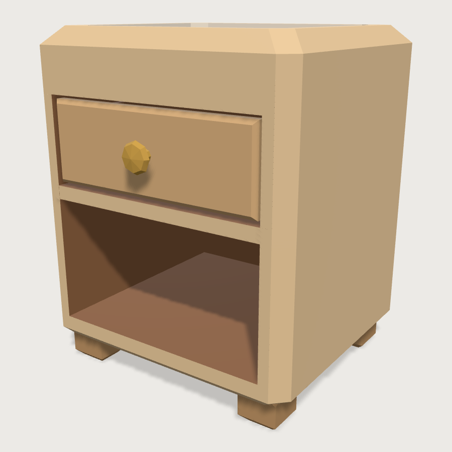 Bedside Table low-poly 3D model