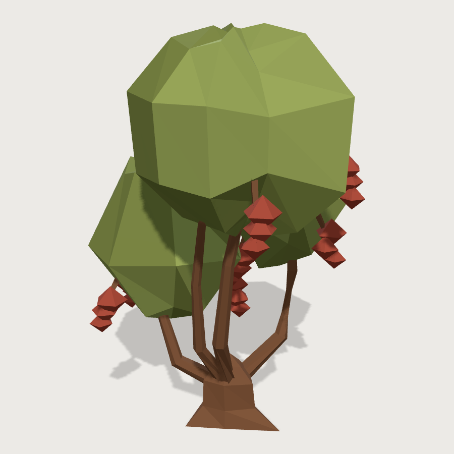 Berry Bush low-poly 3D model