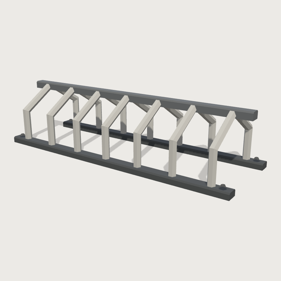Bicycle Parking Rack low-poly 3D model