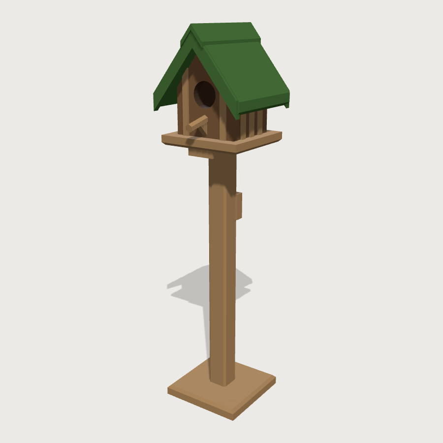 Birdhouse Post low-poly 3D model