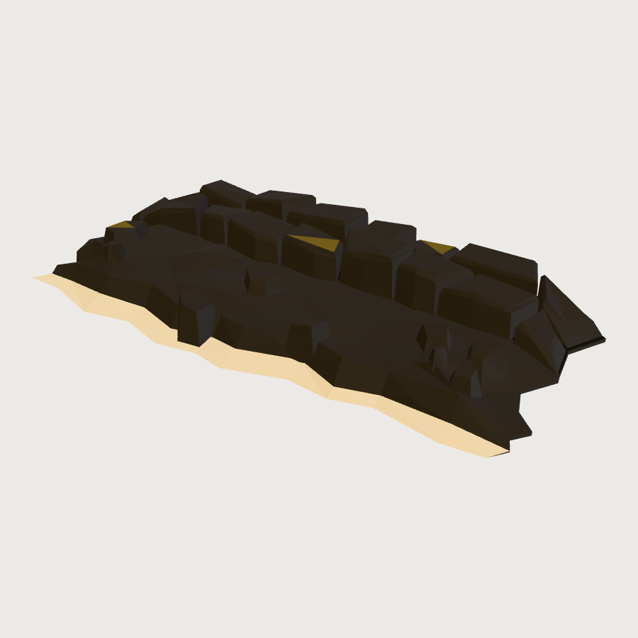 Black Rock Shoreline Tile low-poly 3D model